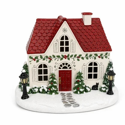 🎄 Magical Christmas Cottage Aroma Diffuser – Light-Up Snowy House Holiday Decoration ✨