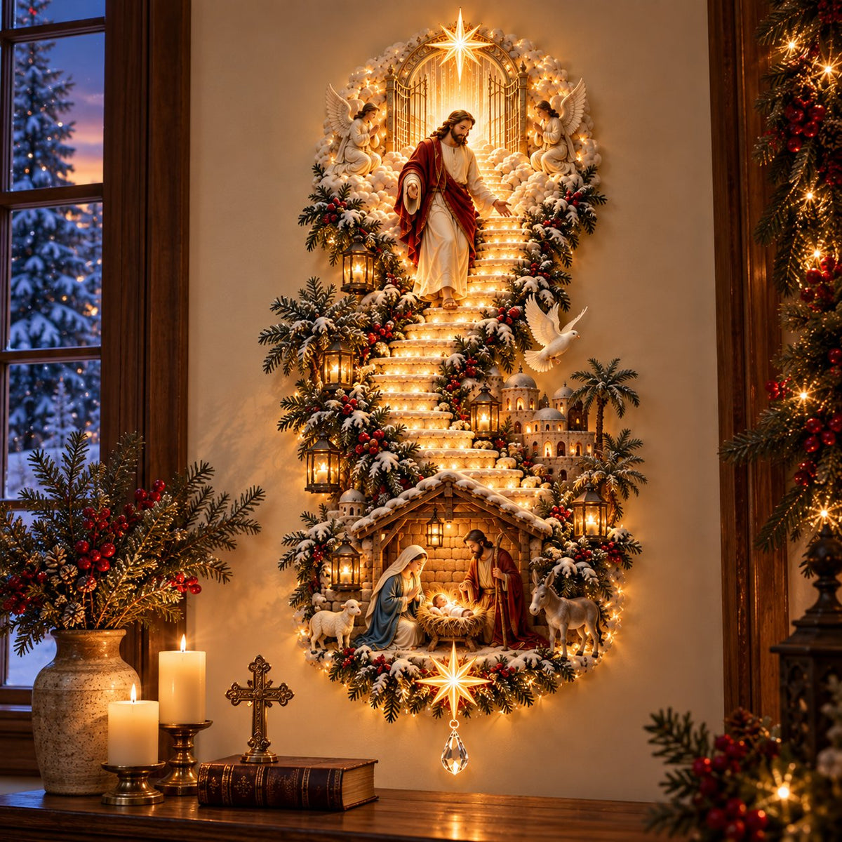 🔥Last 3 Days 49% OFF🎄✝️Jesus Heaven Light Christmas Wall Decor Holiday Keepsake