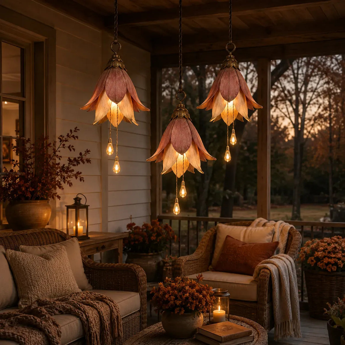 🌸🏠Vintage Hanging Flower Lights – Warm Glow Garden & Patio Decor