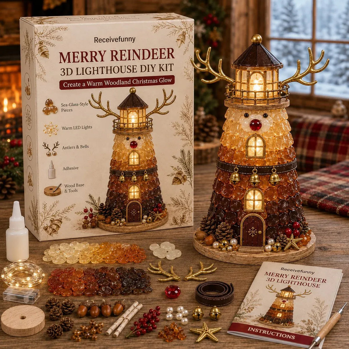 🎄 Beginner-Friendly DIY Light-Up Christmas Character Lighthouse Kit (Sea Glass Style)