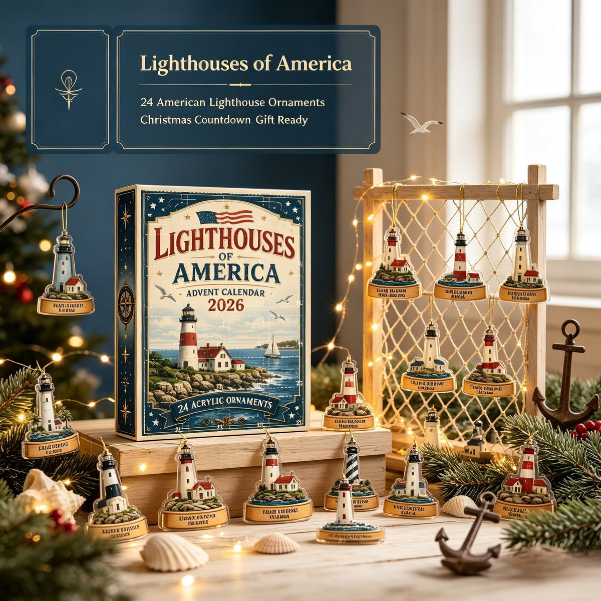 🔥Limited-Time Sale 🗼 24-Day Coastal Lighthouse Christmas Countdown