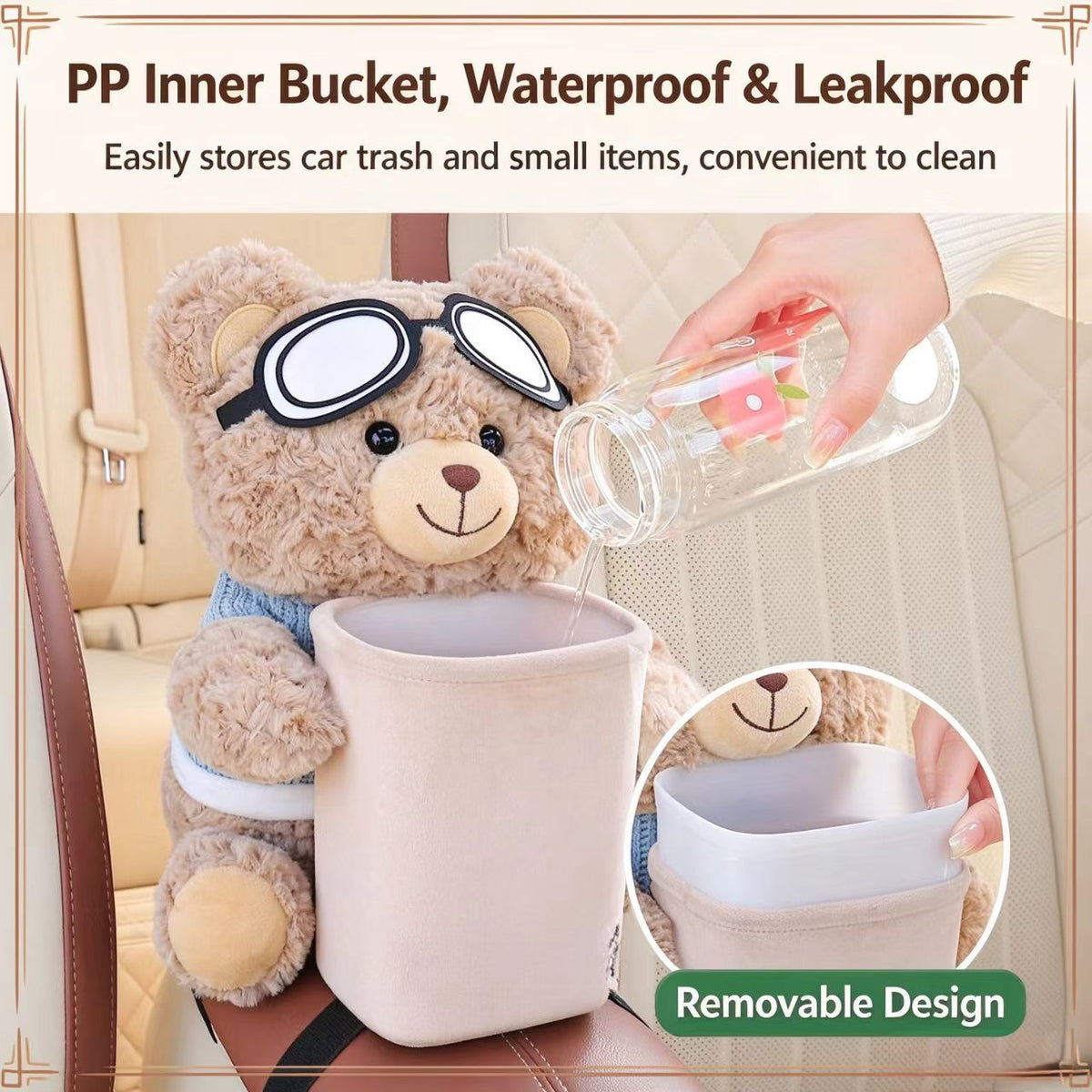 ✨🔥 Flash Sale! Creative Bear Car Armrest Organizer, Tissue Holder & Trash Bin