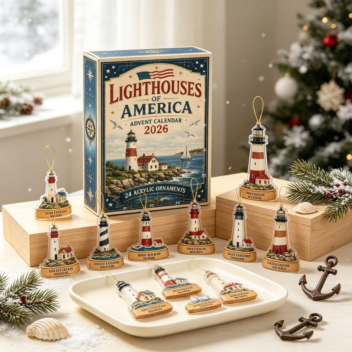 🔥Limited-Time Sale 🗼 24-Day Coastal Lighthouse Christmas Countdown