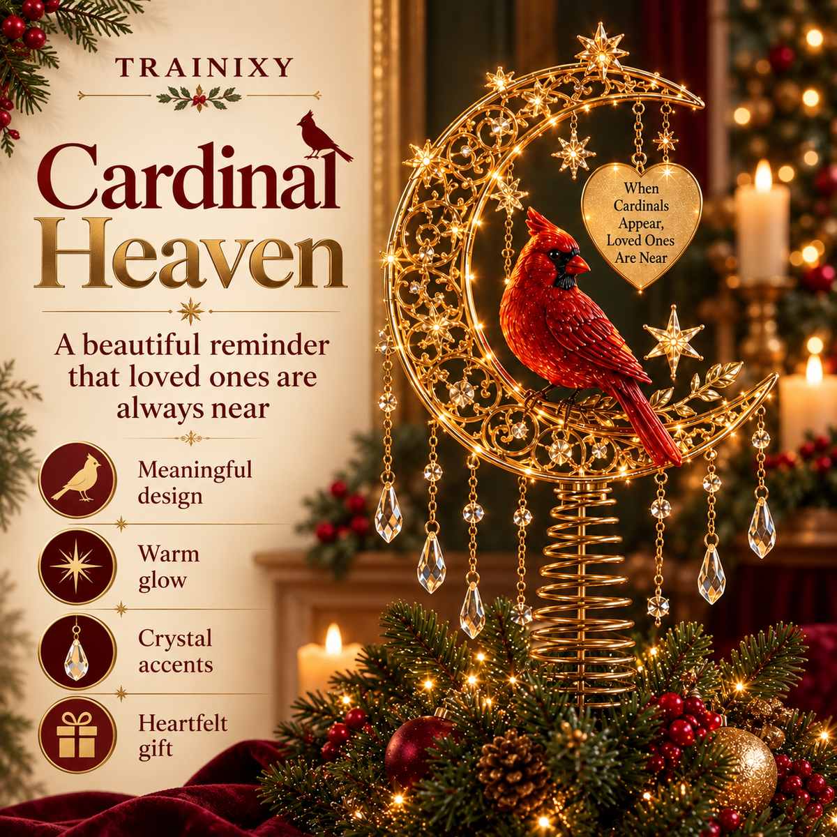 🔥Last 3 Days 49% OFF🎄🌙Lighted Memorial Angel Tree Topper  Holiday Keepsake