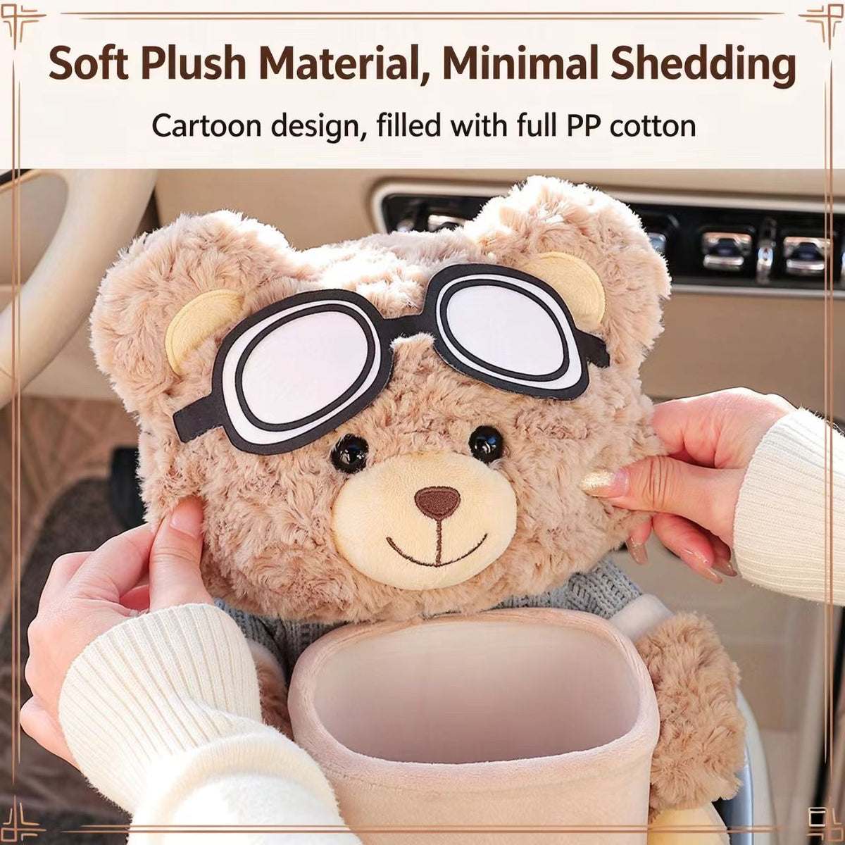 ✨🔥 Flash Sale! Creative Bear Car Armrest Organizer, Tissue Holder & Trash Bin