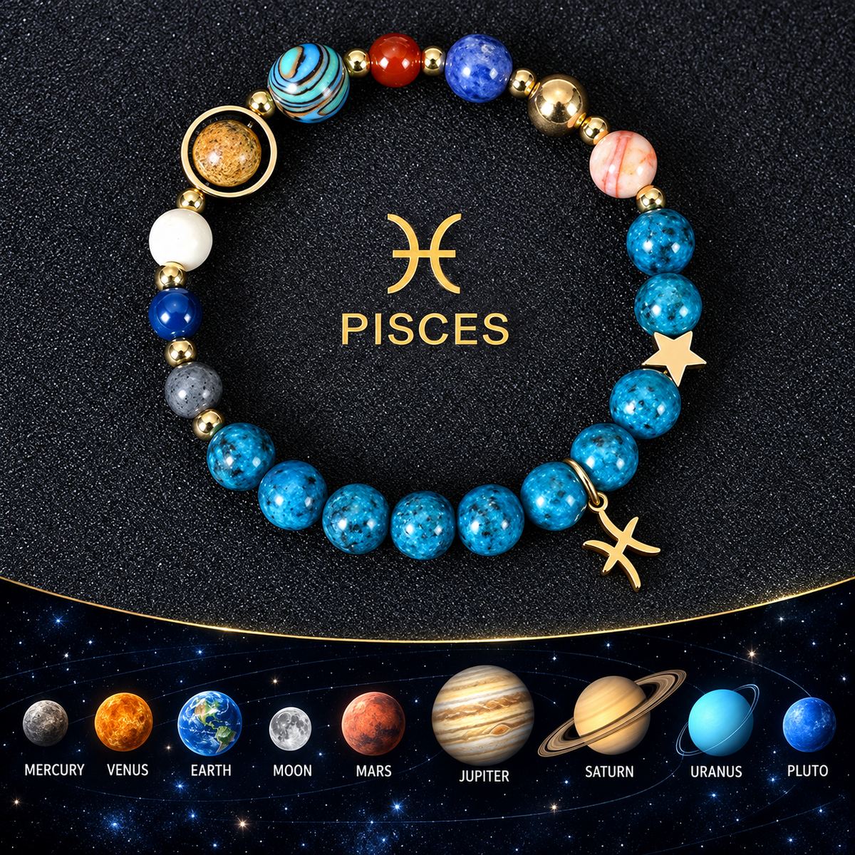🎁✨ Zodiac Blue Agate Bracelet – A Personal Birthday Gift Written in the Stars 💫