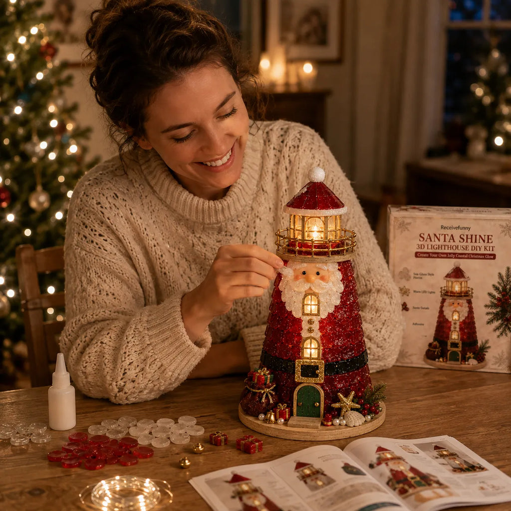 🎄 Beginner-Friendly DIY Light-Up Christmas Character Lighthouse Kit (Sea Glass Style)