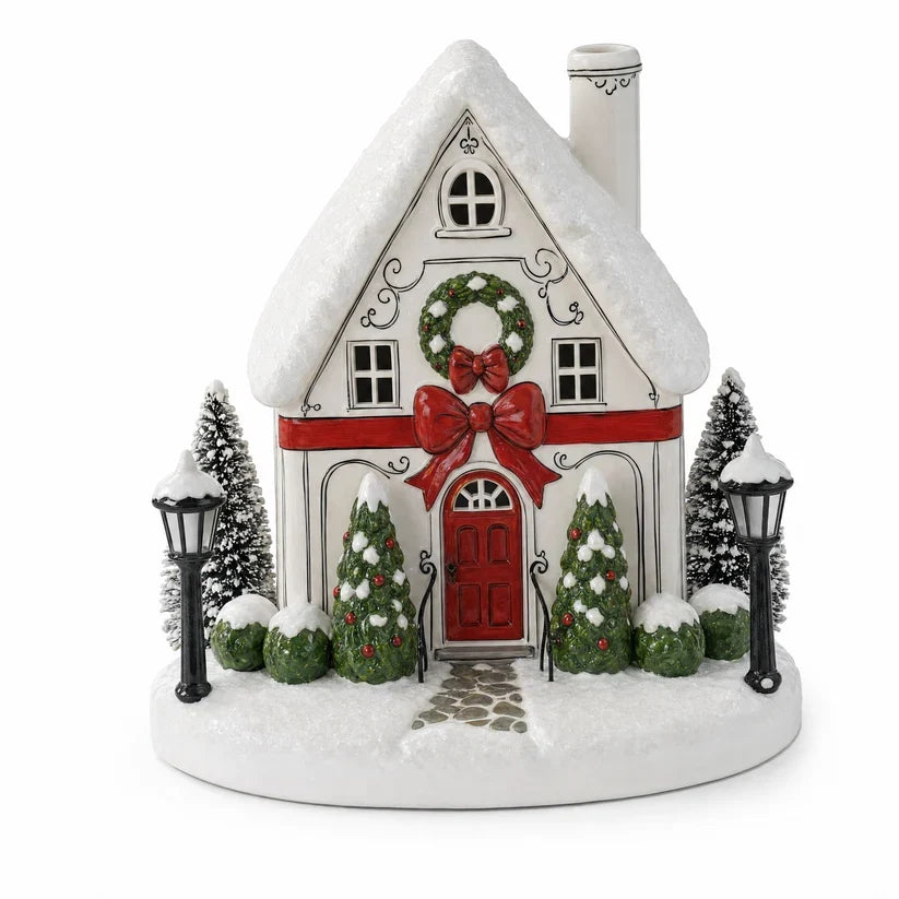 🎄 Magical Christmas Cottage Aroma Diffuser – Light-Up Snowy House Holiday Decoration ✨