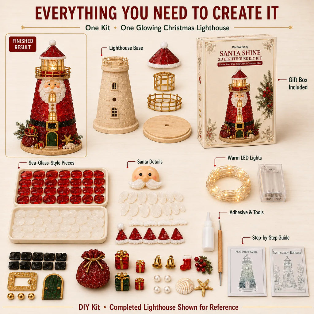 🎄 Beginner-Friendly DIY Light-Up Christmas Character Lighthouse Kit (Sea Glass Style)