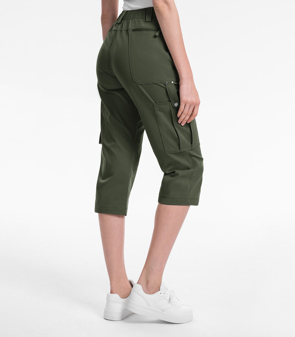Women's Cargo Capris Pants High Waist Waterproof Hiking - HikerFlex W012
