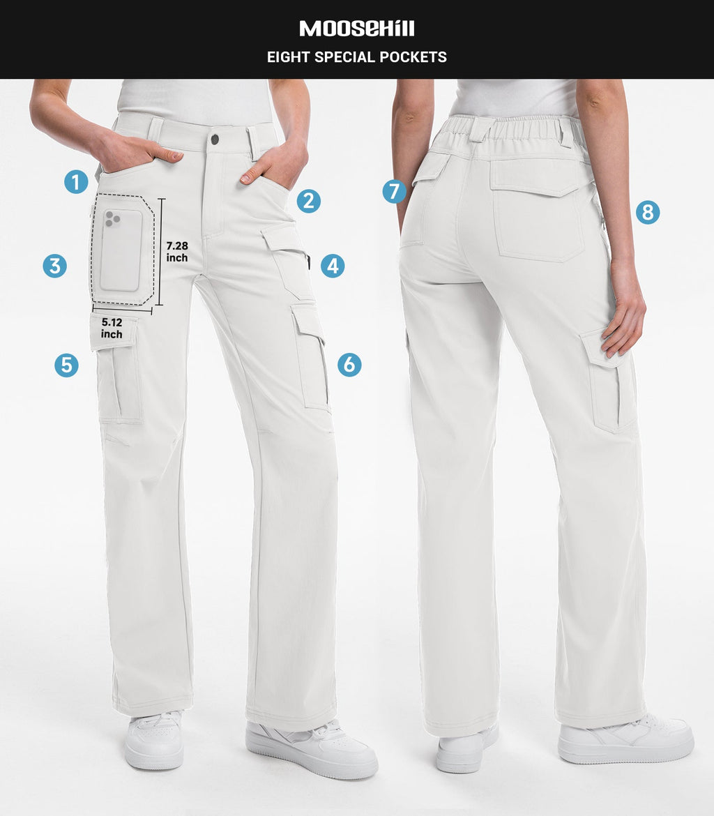 Women's Cargo Hiking Pants / High-Waisted & Lightweight - HikerFlex W038