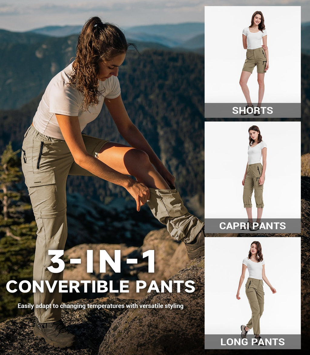 Women's Convertible Hiking Pants Quick Dry Zip-Off Cargo - HikerFlex W024