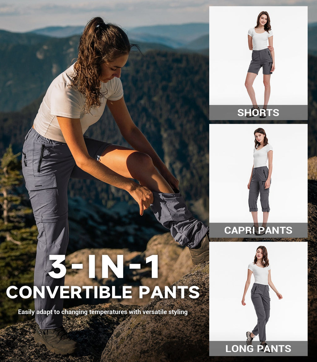 Women's Convertible Hiking Pants Quick Dry Zip-Off Cargo - HikerFlex W024