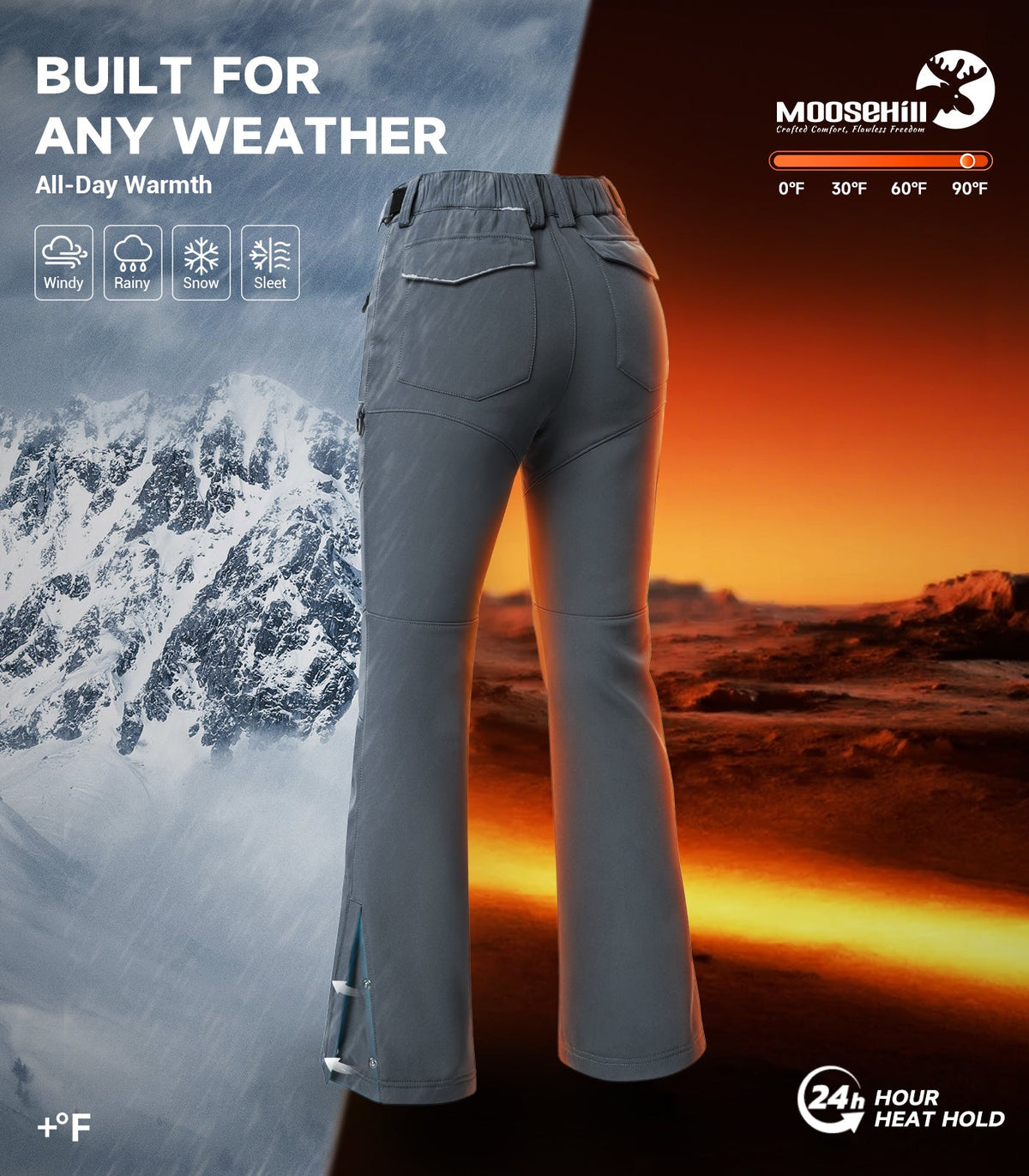 Women's Snow Ski Fleece lined Pants - SnowVenture W050
