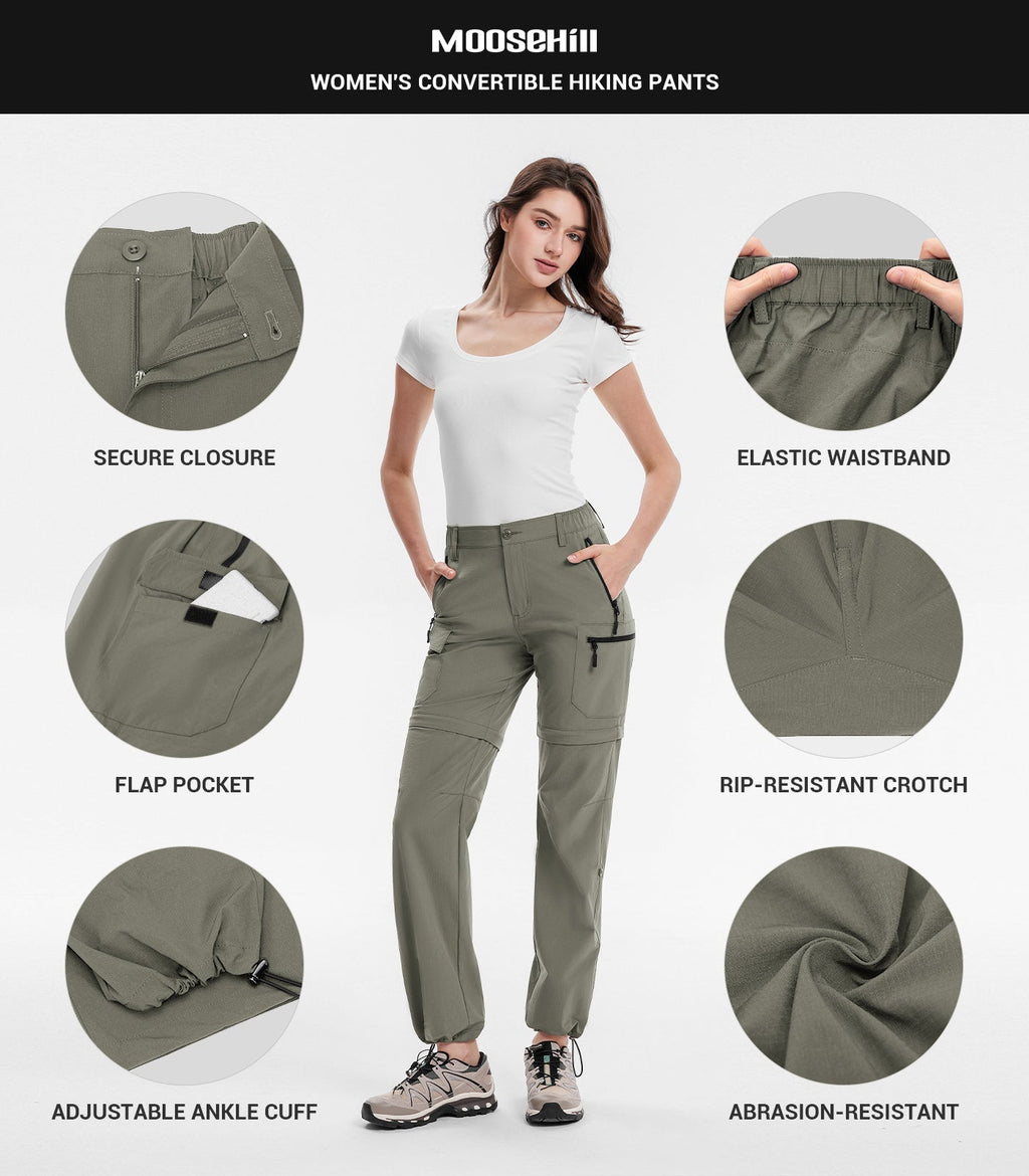 Women's Convertible Hiking Pants Quick Dry Zip-Off Cargo - HikerFlex W024