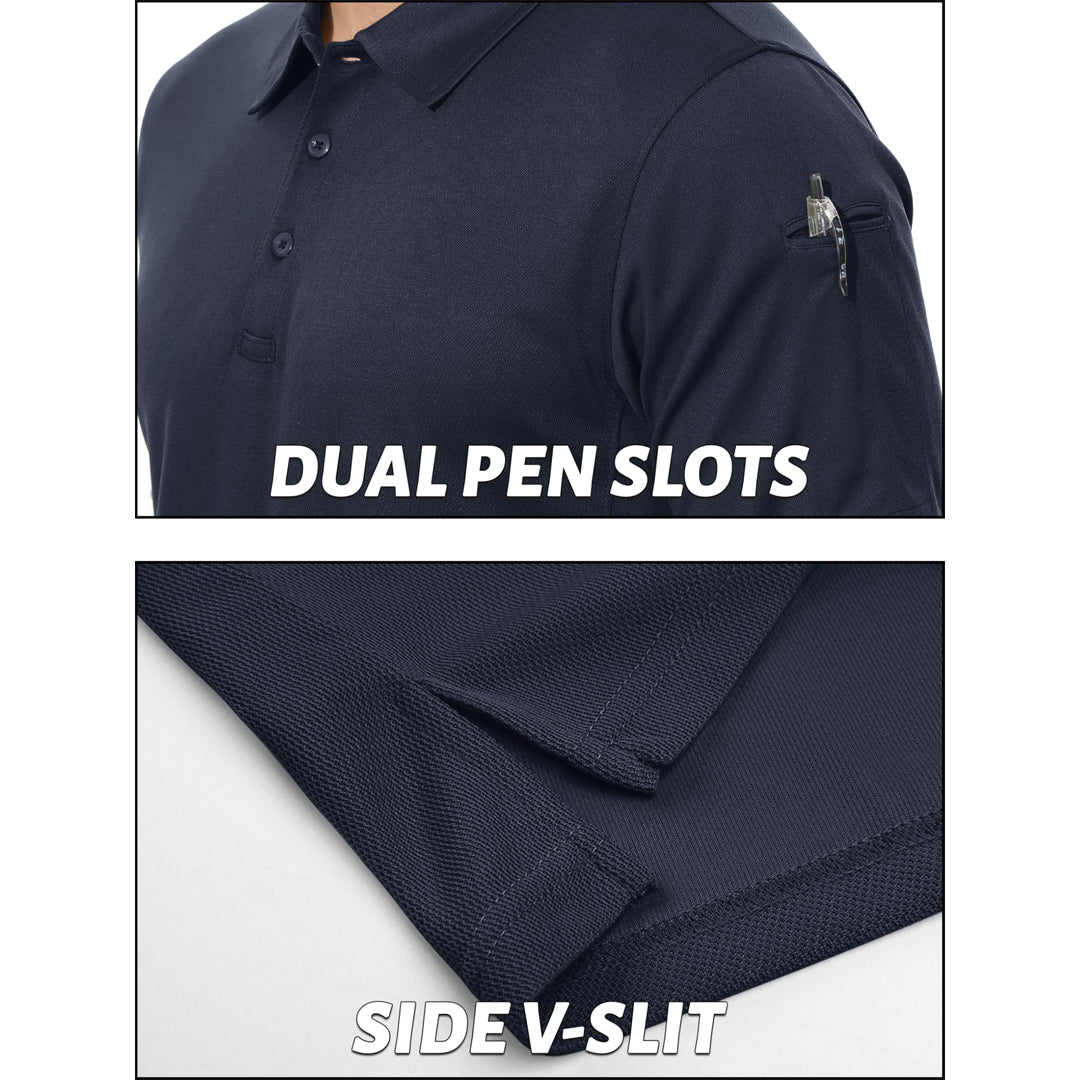 Men's Dry Fit UPF 50+ Golf Workwear Tactical Polo Shirt