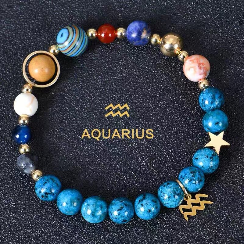 🎁✨ Zodiac Blue Agate Bracelet – A Personal Birthday Gift Written in the Stars 💫
