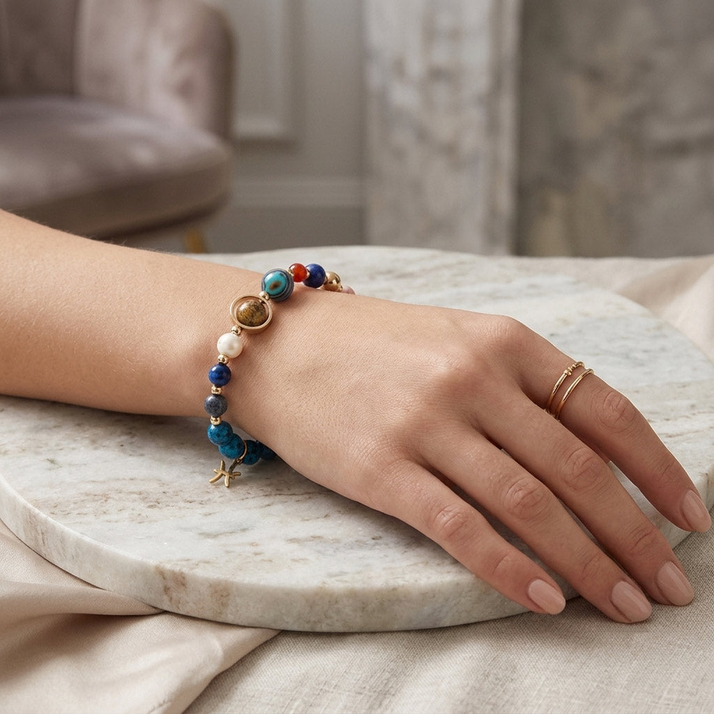 🎁✨ Zodiac Blue Agate Bracelet – A Personal Birthday Gift Written in the Stars 💫