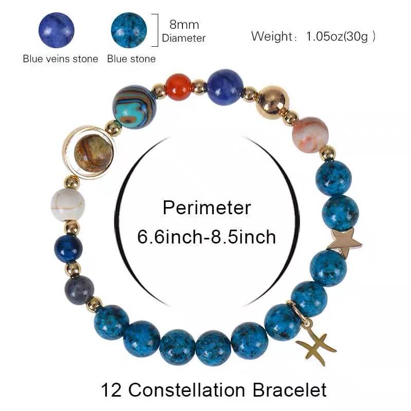 🎁✨ Zodiac Blue Agate Bracelet – A Personal Birthday Gift Written in the Stars 💫