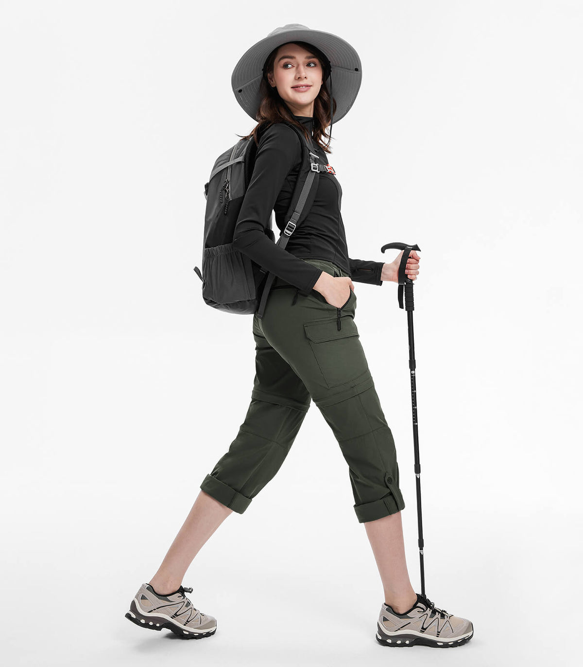 Women's Convertible Hiking Pants Quick Dry Zip-Off Cargo - HikerFlex W024