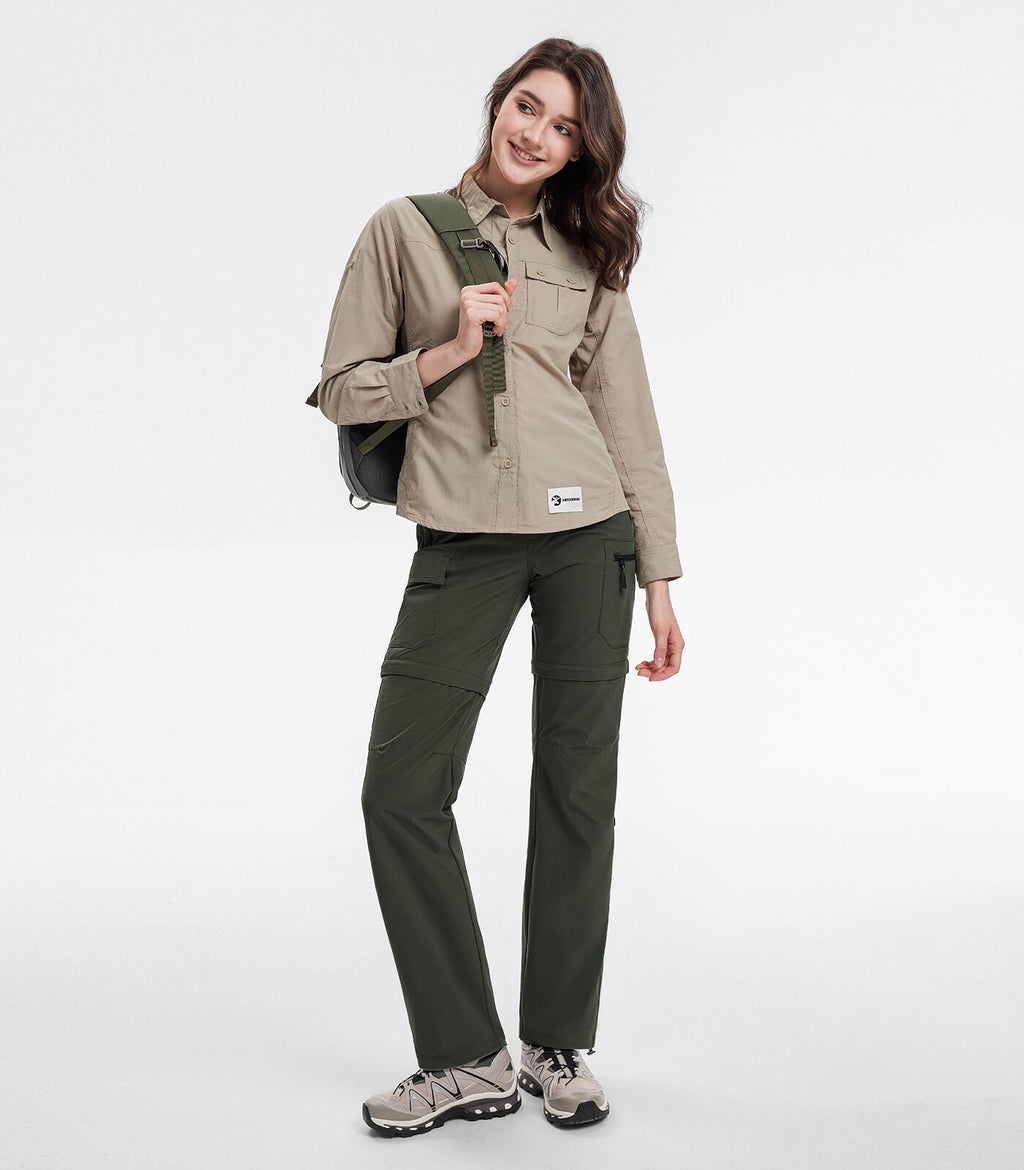 Women's Convertible Hiking Pants Quick Dry Zip-Off Cargo - HikerFlex W024