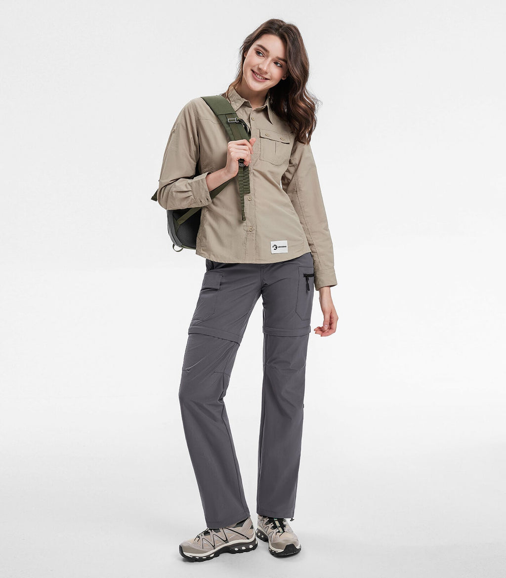 Women's Convertible Hiking Pants Quick Dry Zip-Off Cargo - HikerFlex W024