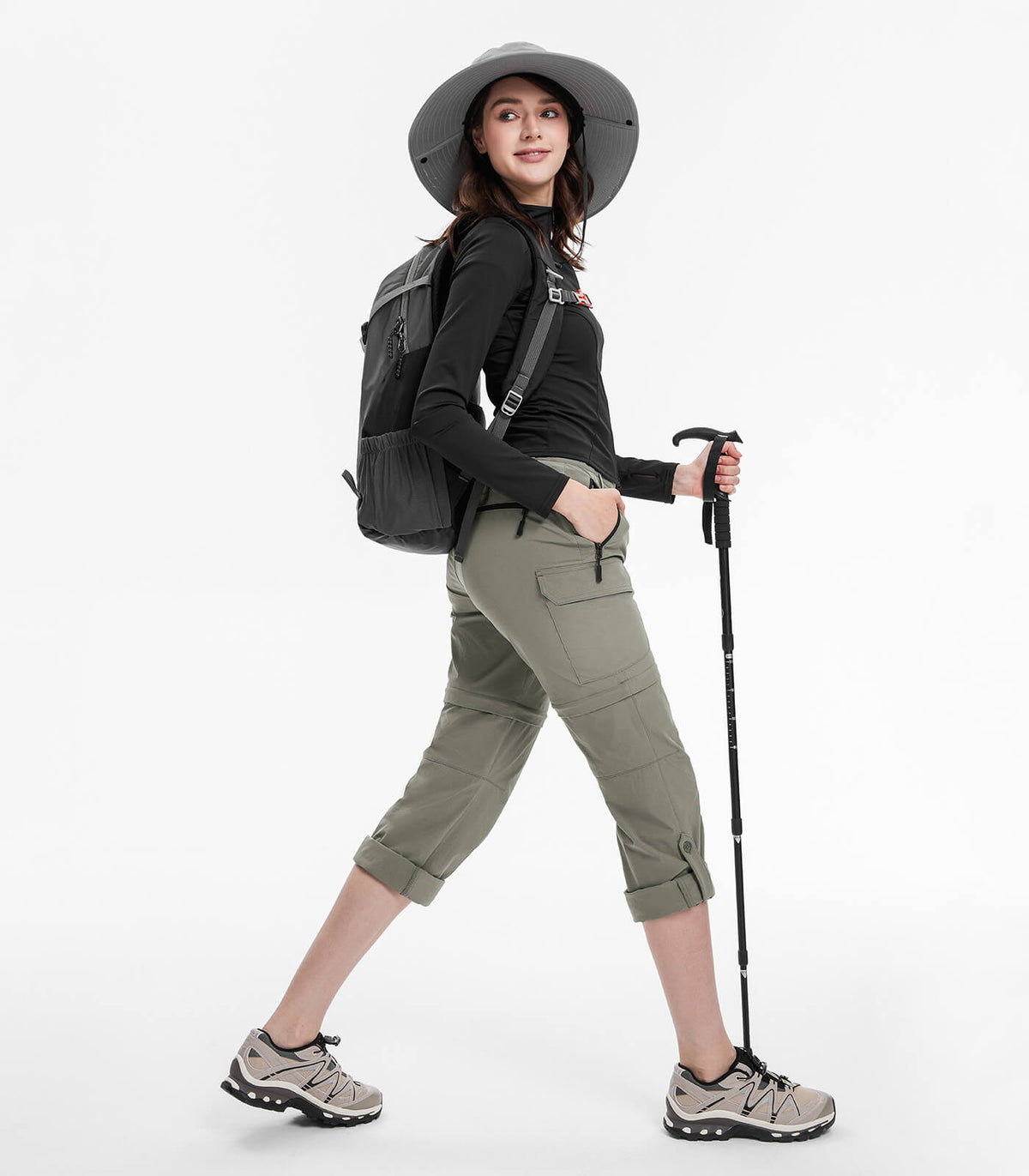 Women's Convertible Hiking Pants Quick Dry Zip-Off Cargo - HikerFlex W024