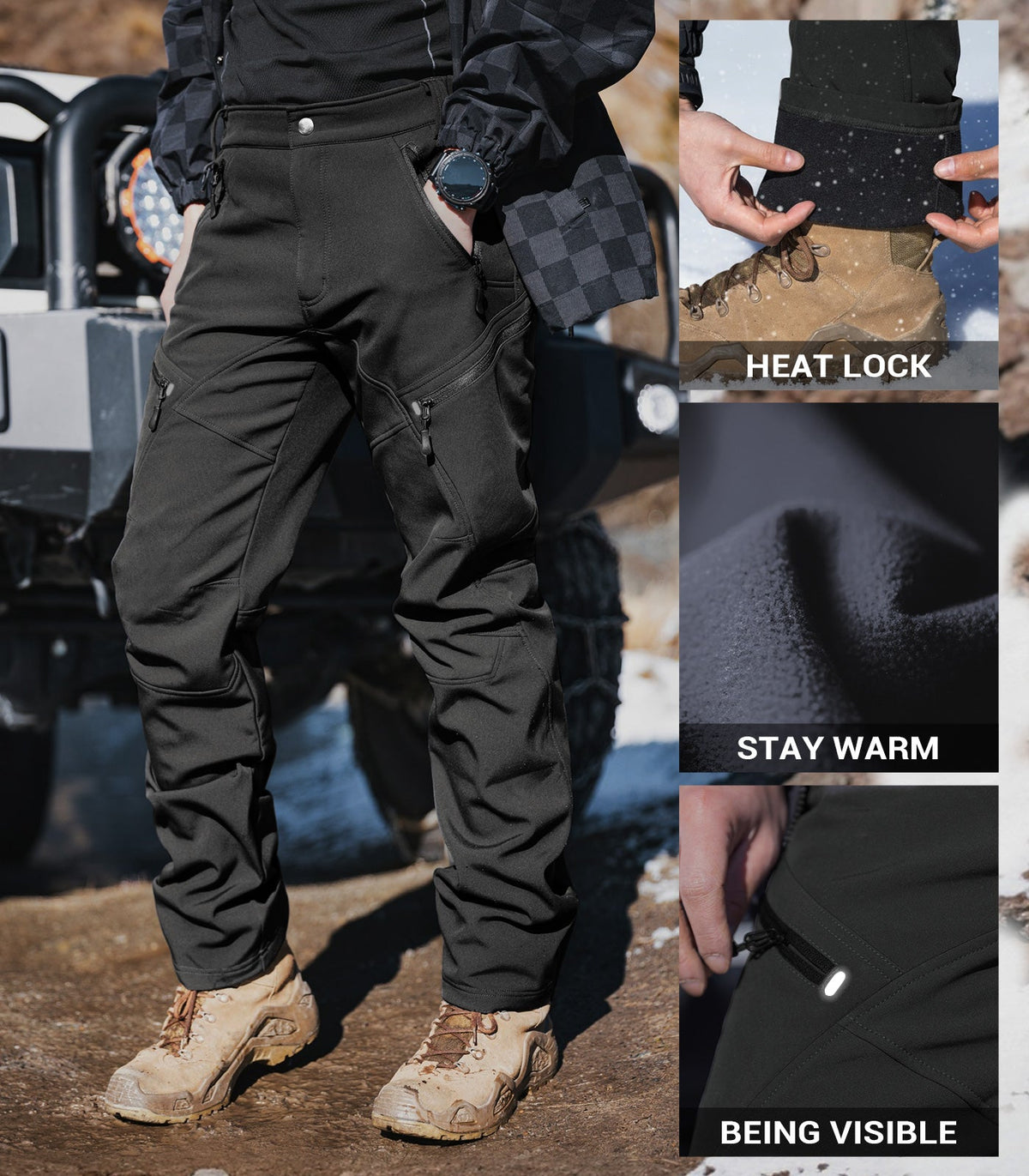 Men's Snow Ski Fleece lined Pants - SnowVenture M054