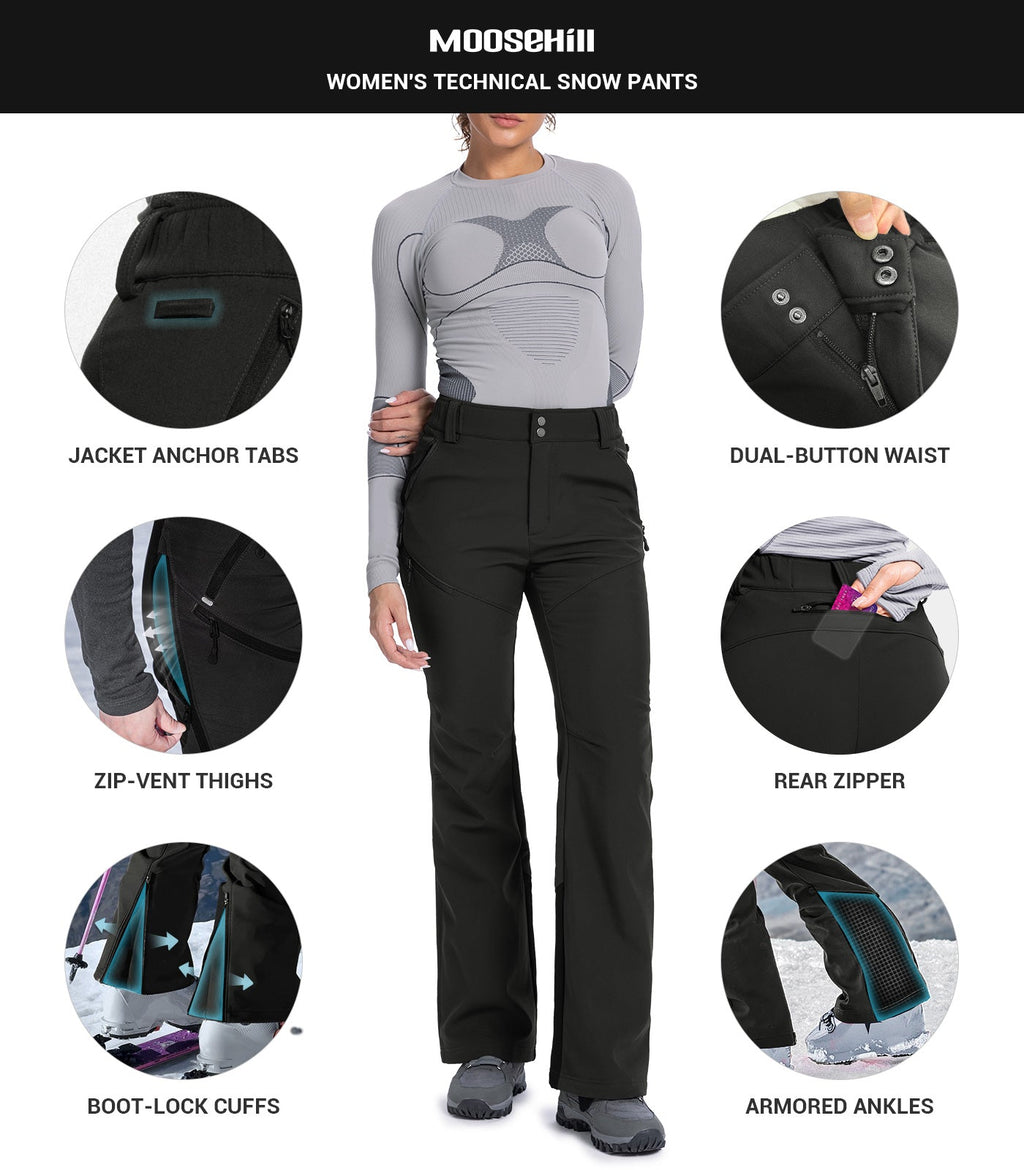 Women's Snow Ski Fleece lined Pants - SnowVenture W048
