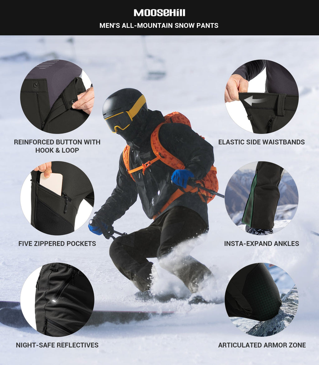Men's Snow Ski Fleece lined Pants - SnowVenture M055