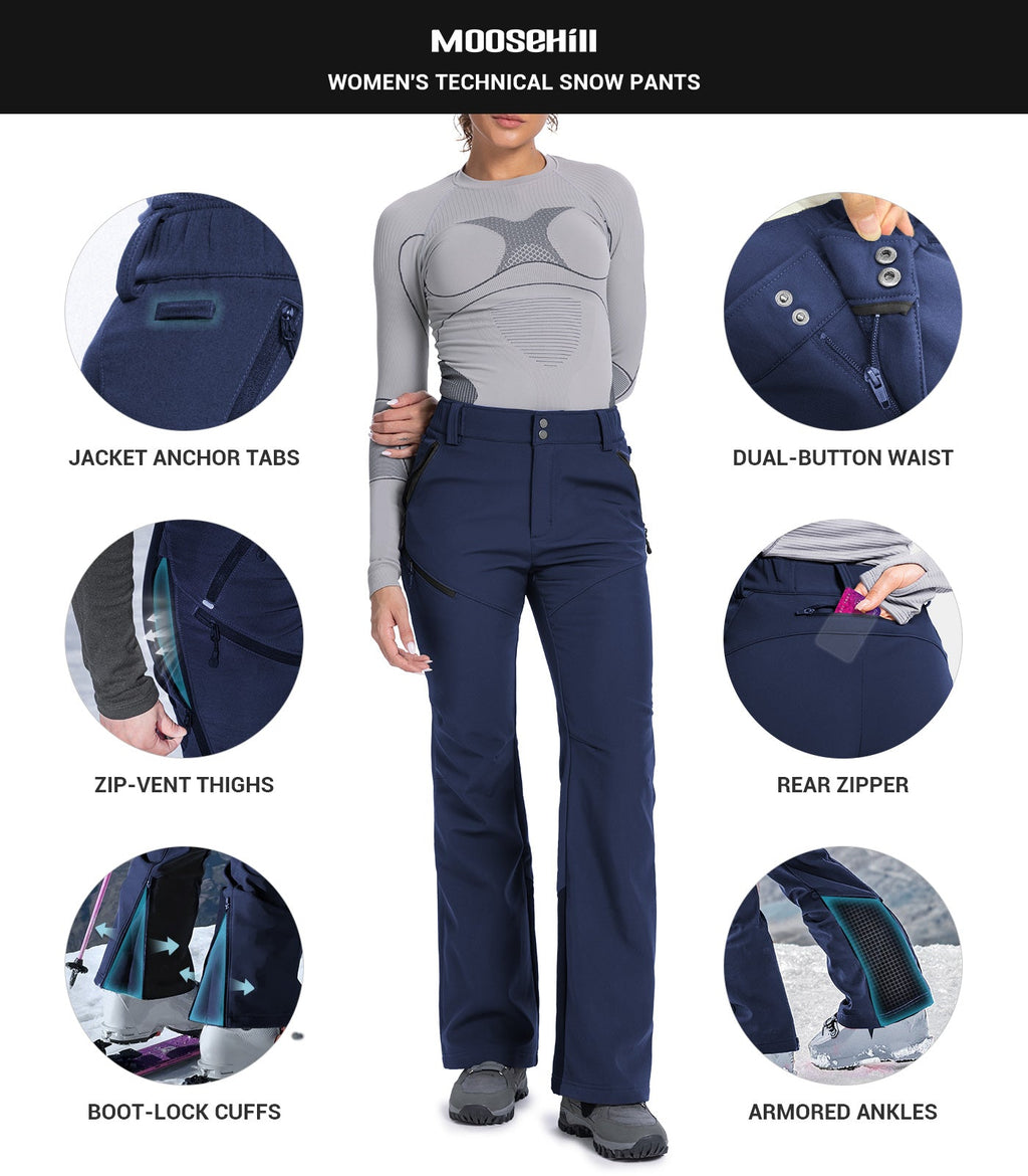 Women's Snow Ski Fleece lined Pants - SnowVenture W048