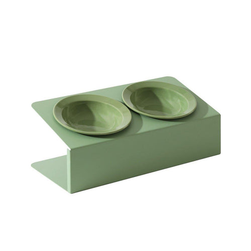 Ceramic Slanted Double Pet Bowl - Purple