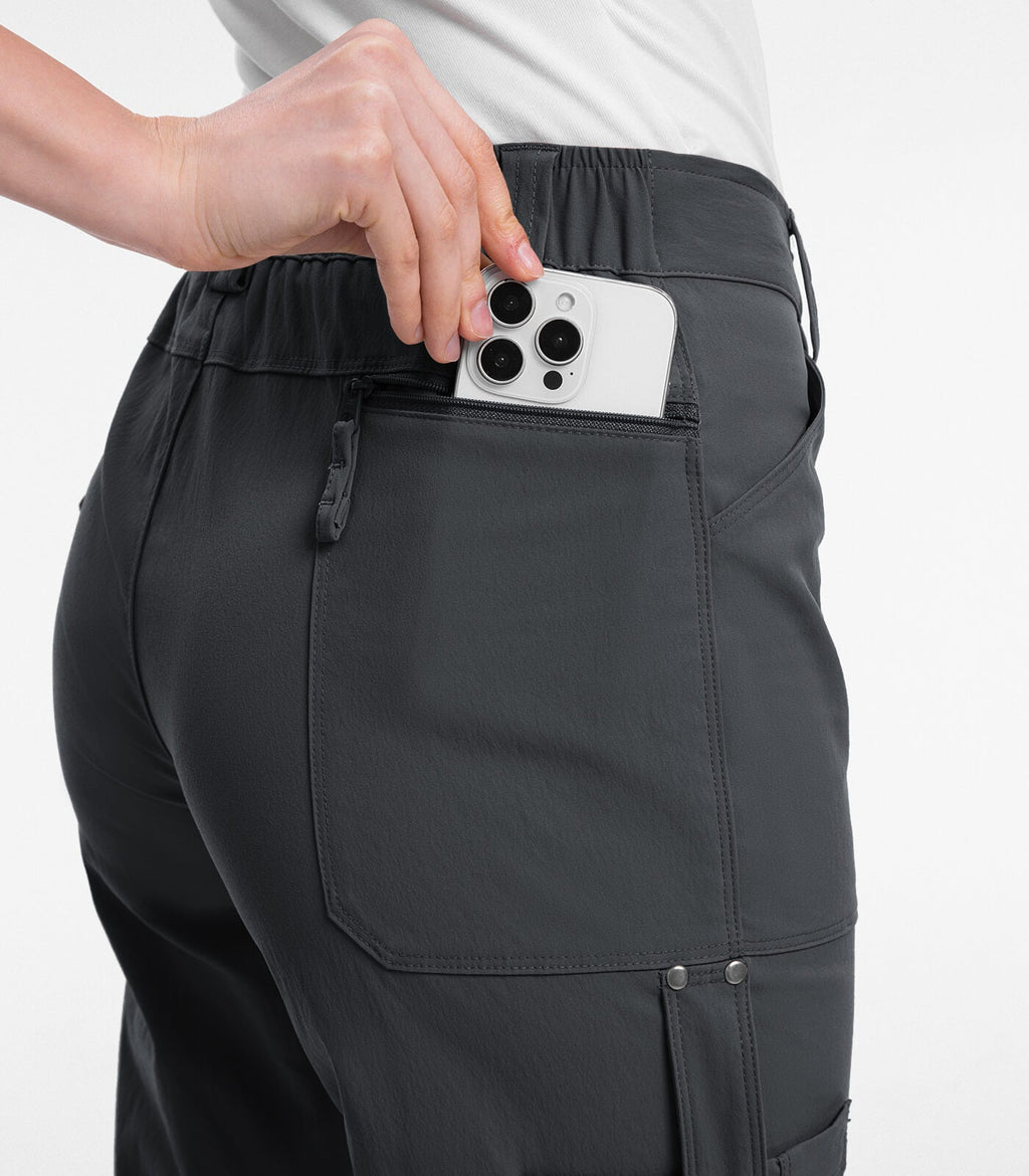 Women's Cargo Capris Pants High Waist Waterproof Hiking - HikerFlex W012