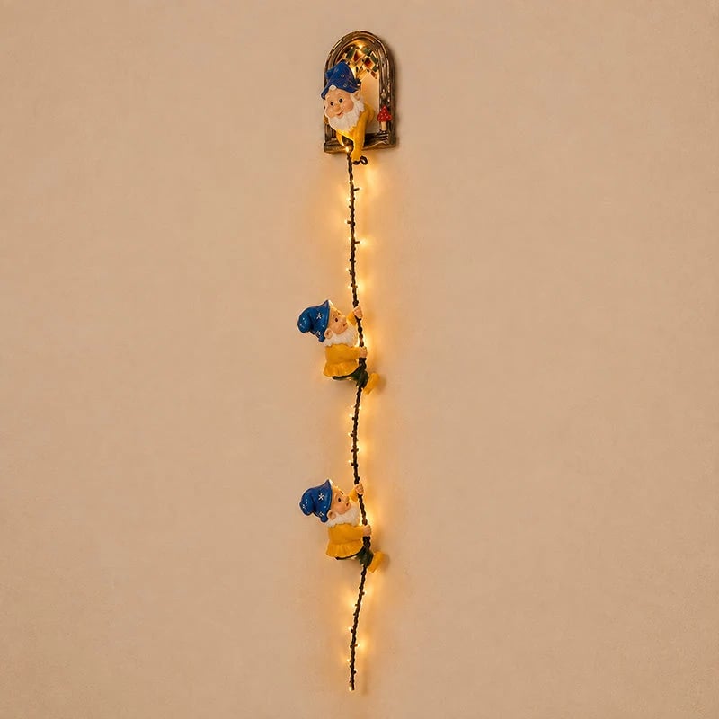 🎄Handmade Climbing Gnome Christmas StringLights, Indoor OutdoorWall Hanging Holiday Decor