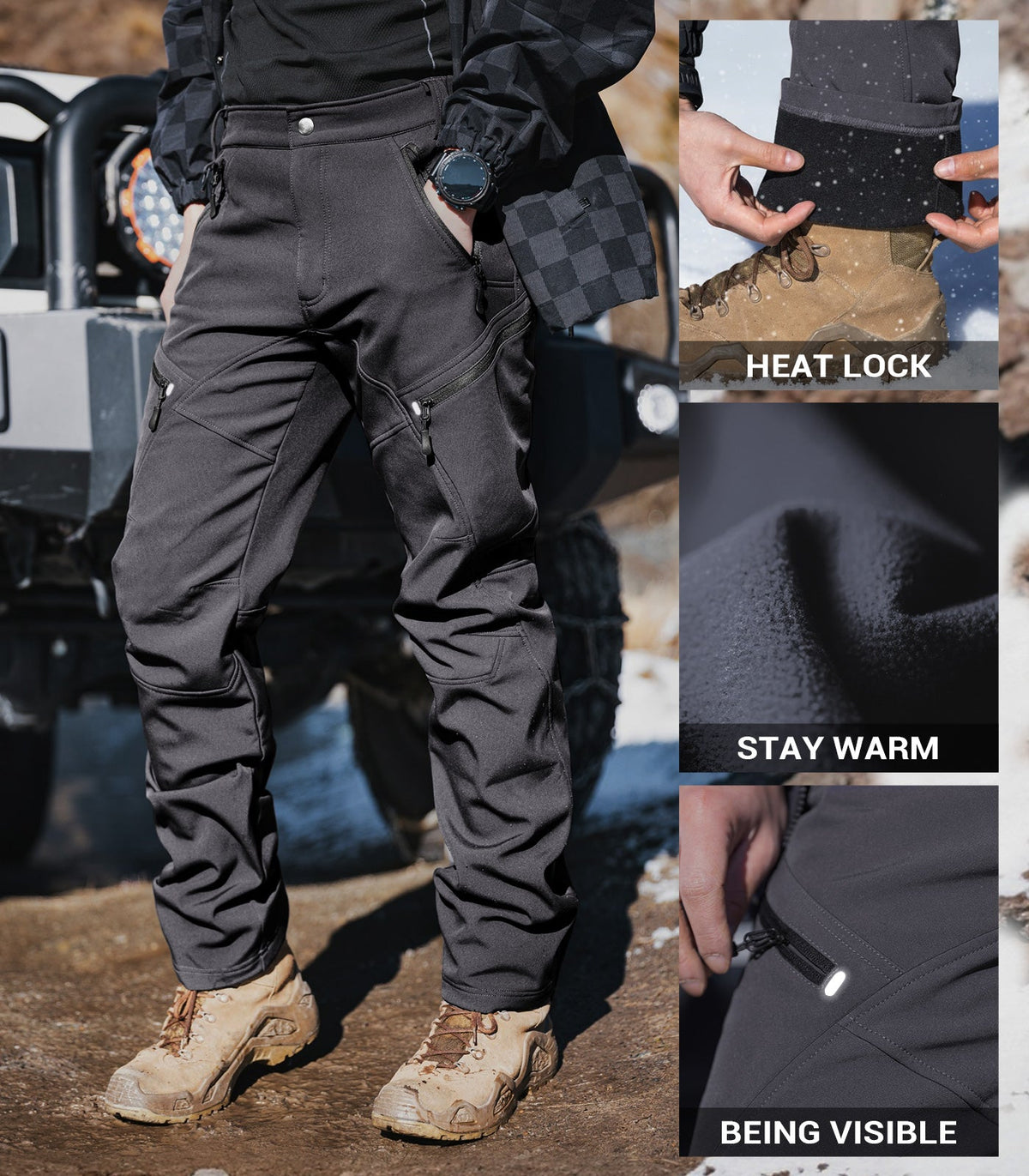 Men's Snow Ski Fleece lined Pants - SnowVenture M054