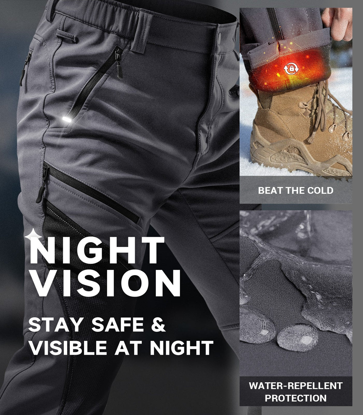 Men's Snow Ski Fleece lined Pants - SnowVenture M055