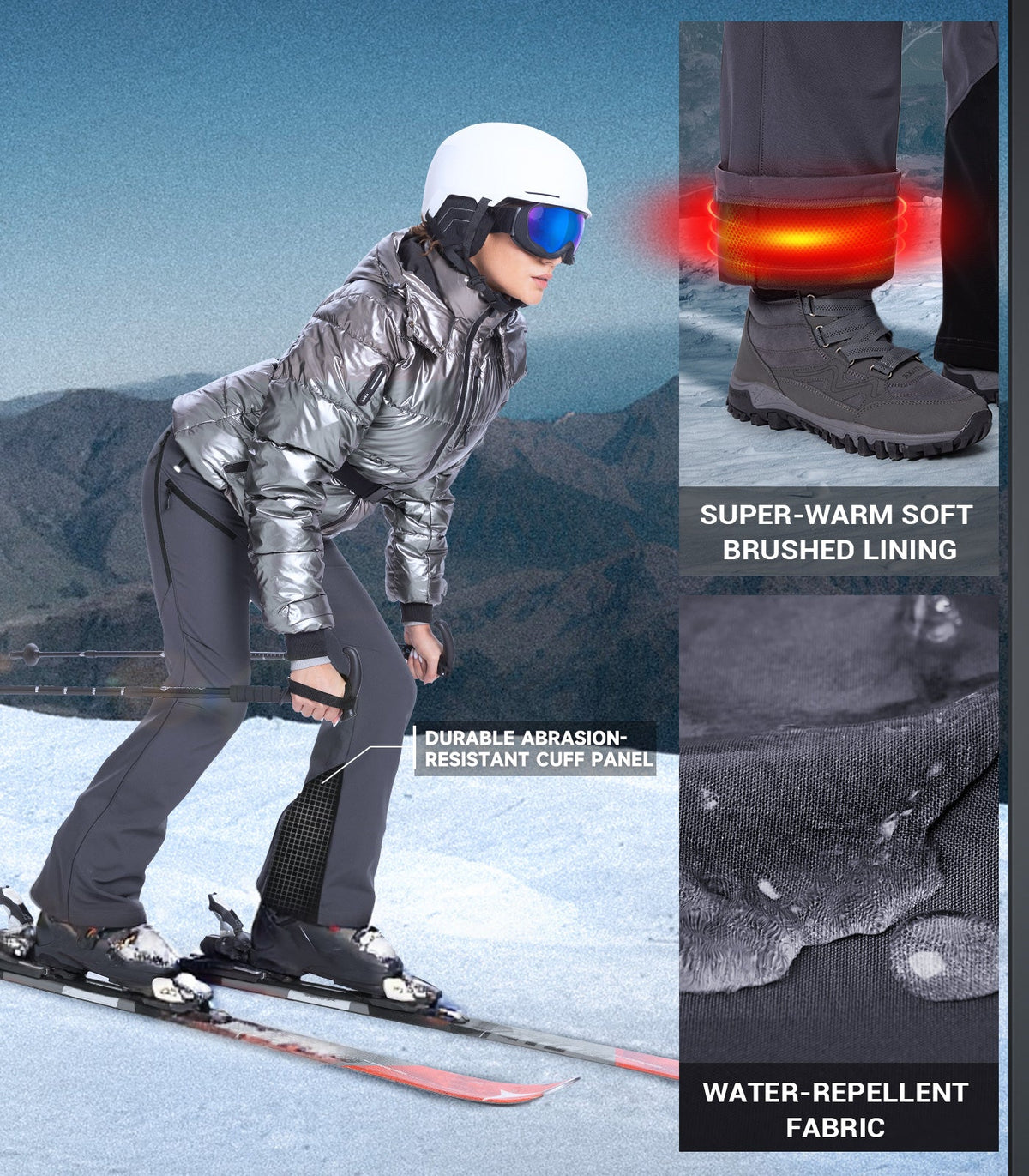 Women's Snow Ski Fleece lined Pants - SnowVenture W048