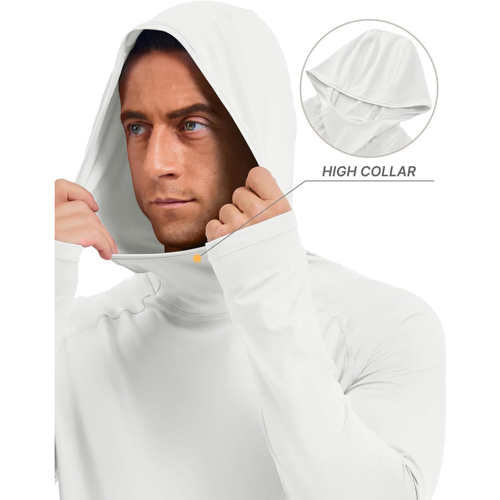 Men's UPF 50+ Sun Hoodie Long Sleeve Quick Dry Rash Guard Shirt