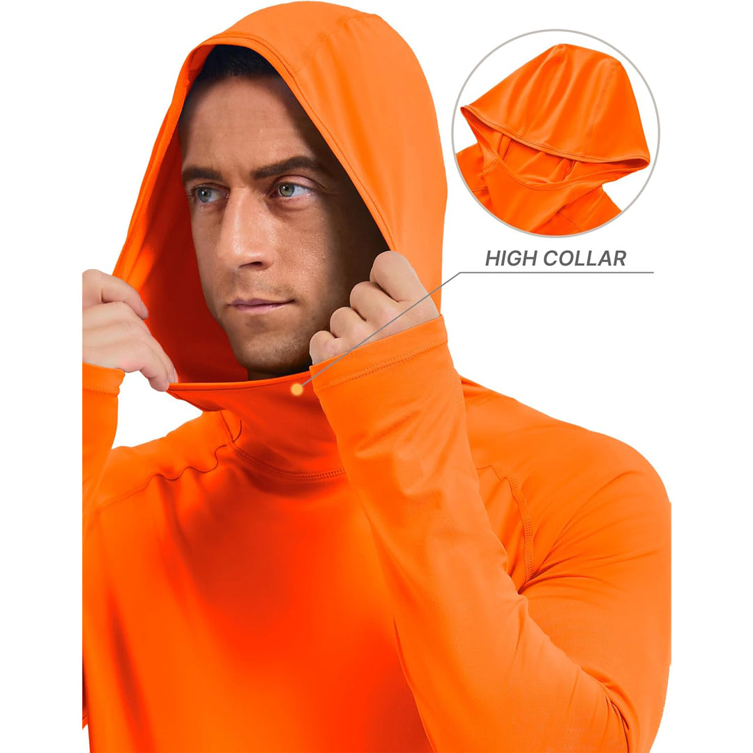 Men's UPF 50+ Sun Hoodie Long Sleeve Quick Dry Rash Guard Shirt