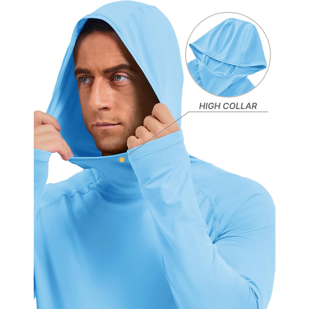 Men's UPF 50+ Sun Hoodie Long Sleeve Quick Dry Rash Guard Shirt