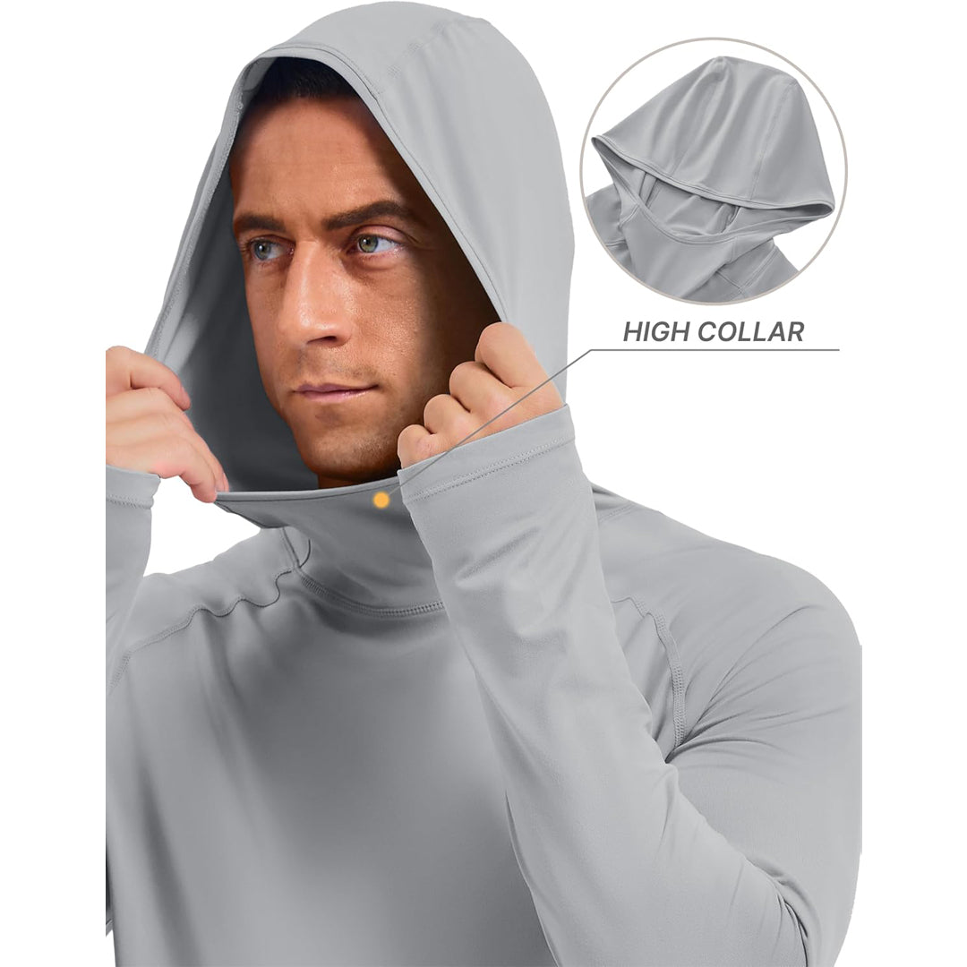 Men's UPF 50+ Sun Hoodie Long Sleeve Quick Dry Rash Guard Shirt