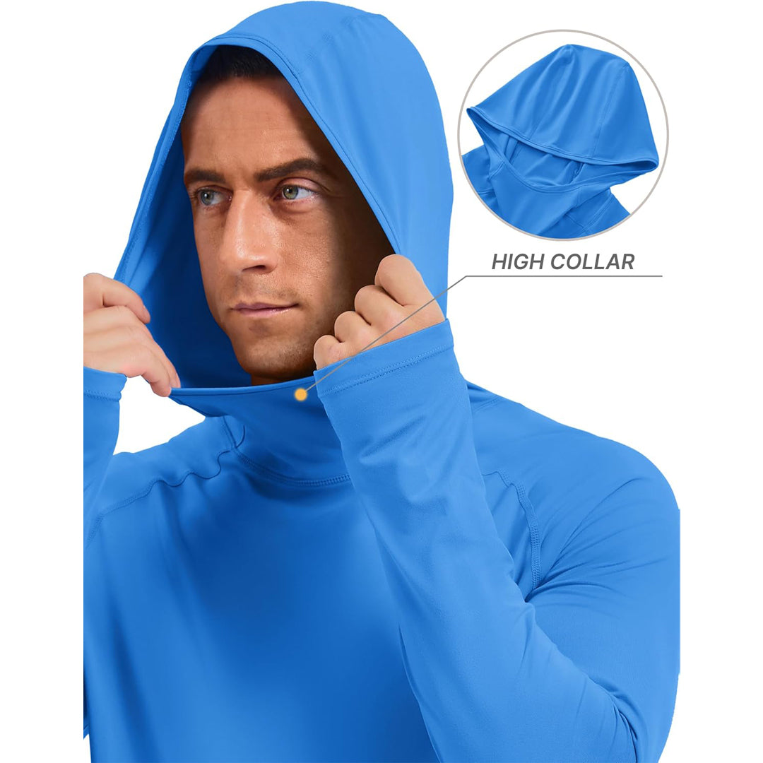 Men's UPF 50+ Sun Hoodie Long Sleeve Quick Dry Rash Guard Shirt