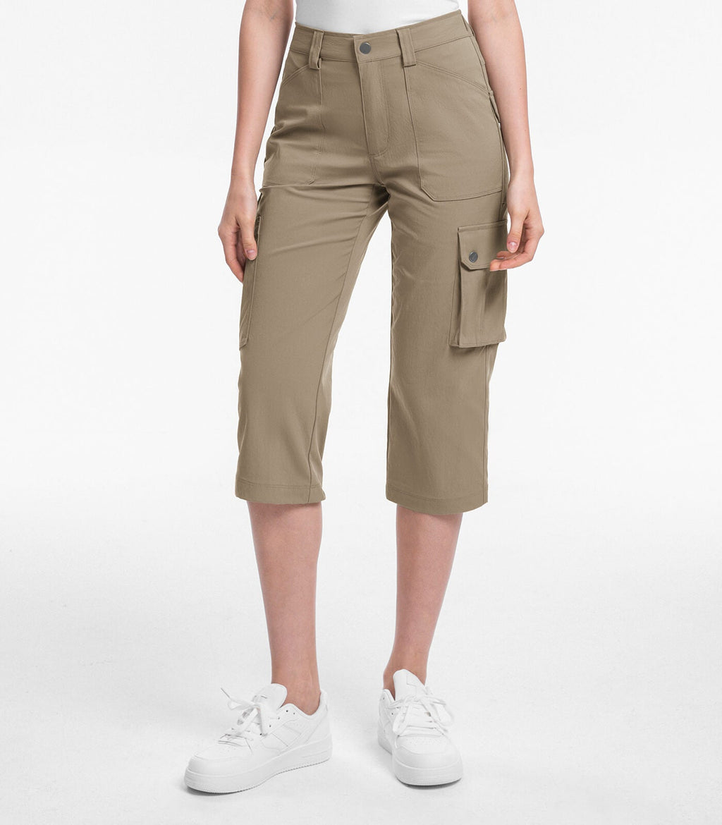 Women's Cargo Capris Pants High Waist Waterproof Hiking - HikerFlex W012