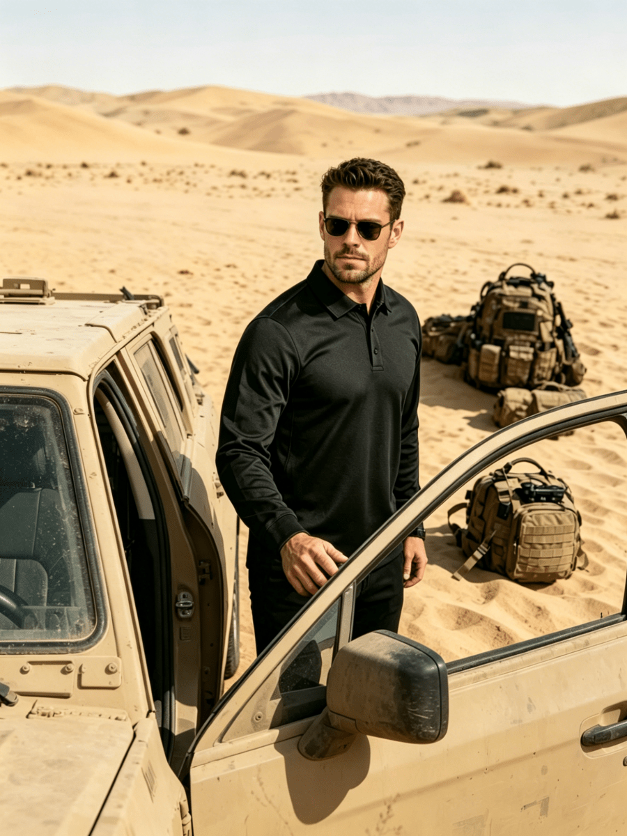 Long Sleeve Quick Dry Tactical Performance Polo Shirt