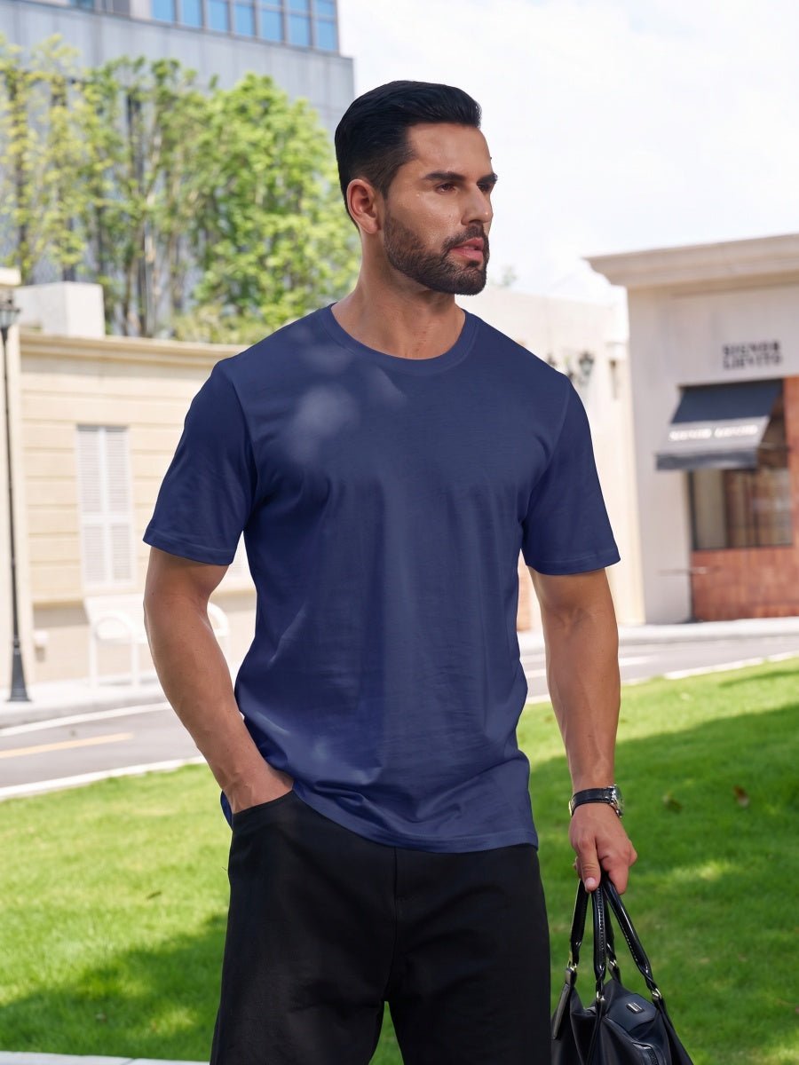 Men Plain Cotton Moisture Wicking Casual T-Shirts