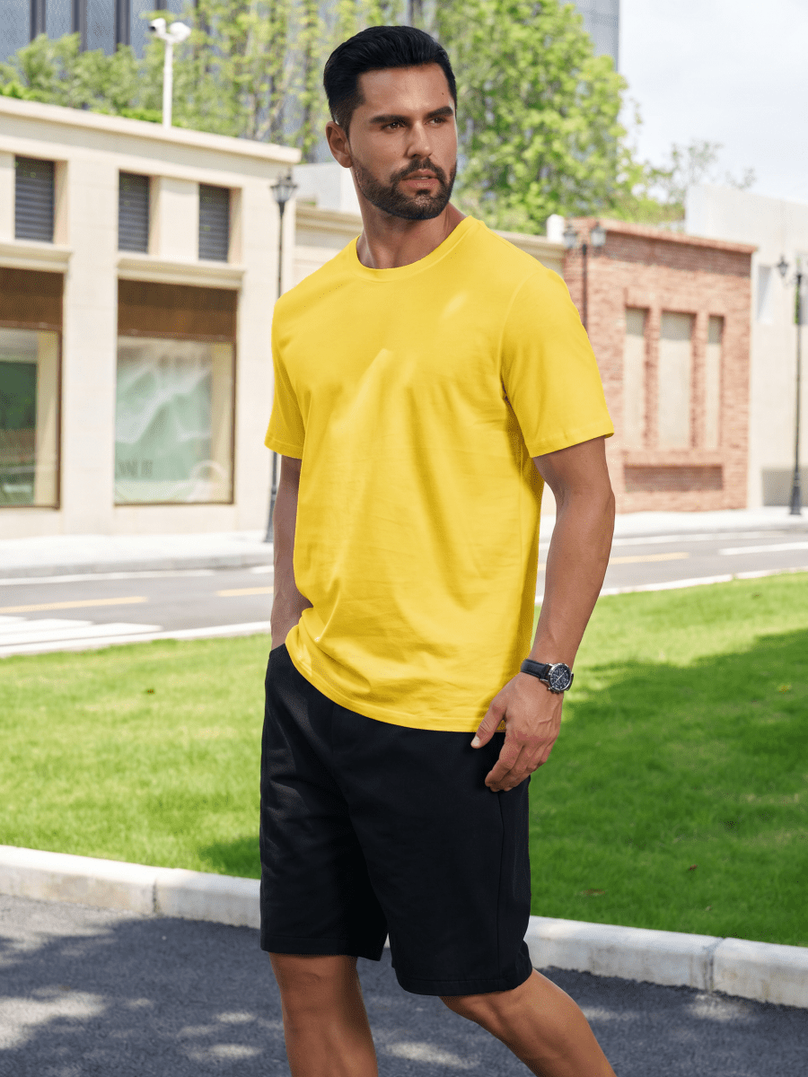Men Plain Cotton Moisture Wicking Casual T-Shirts