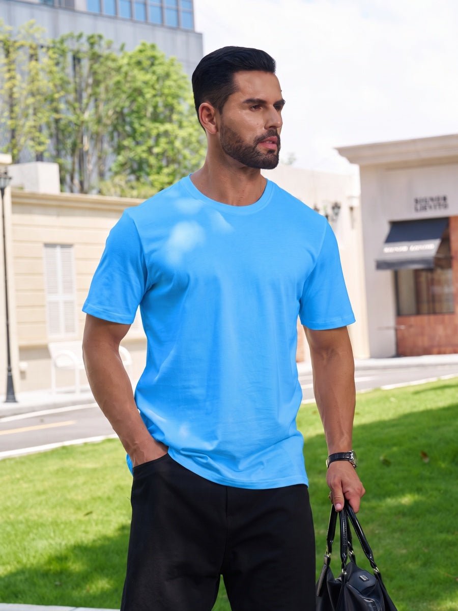 Men Plain Cotton Moisture Wicking Casual T-Shirts
