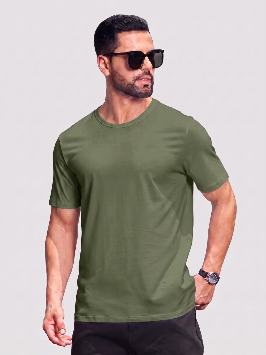 Men Plain Cotton Moisture Wicking Casual T-Shirts