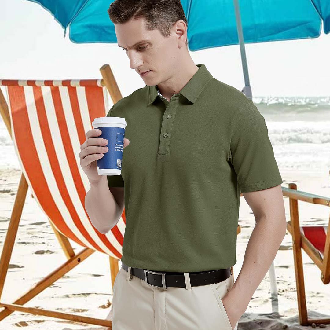 Men's Cotton Pique Short Sleeve Classic Fit Polo Shirt