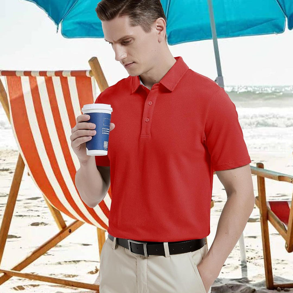 Men's Cotton Pique Short Sleeve Classic Fit Polo Shirt